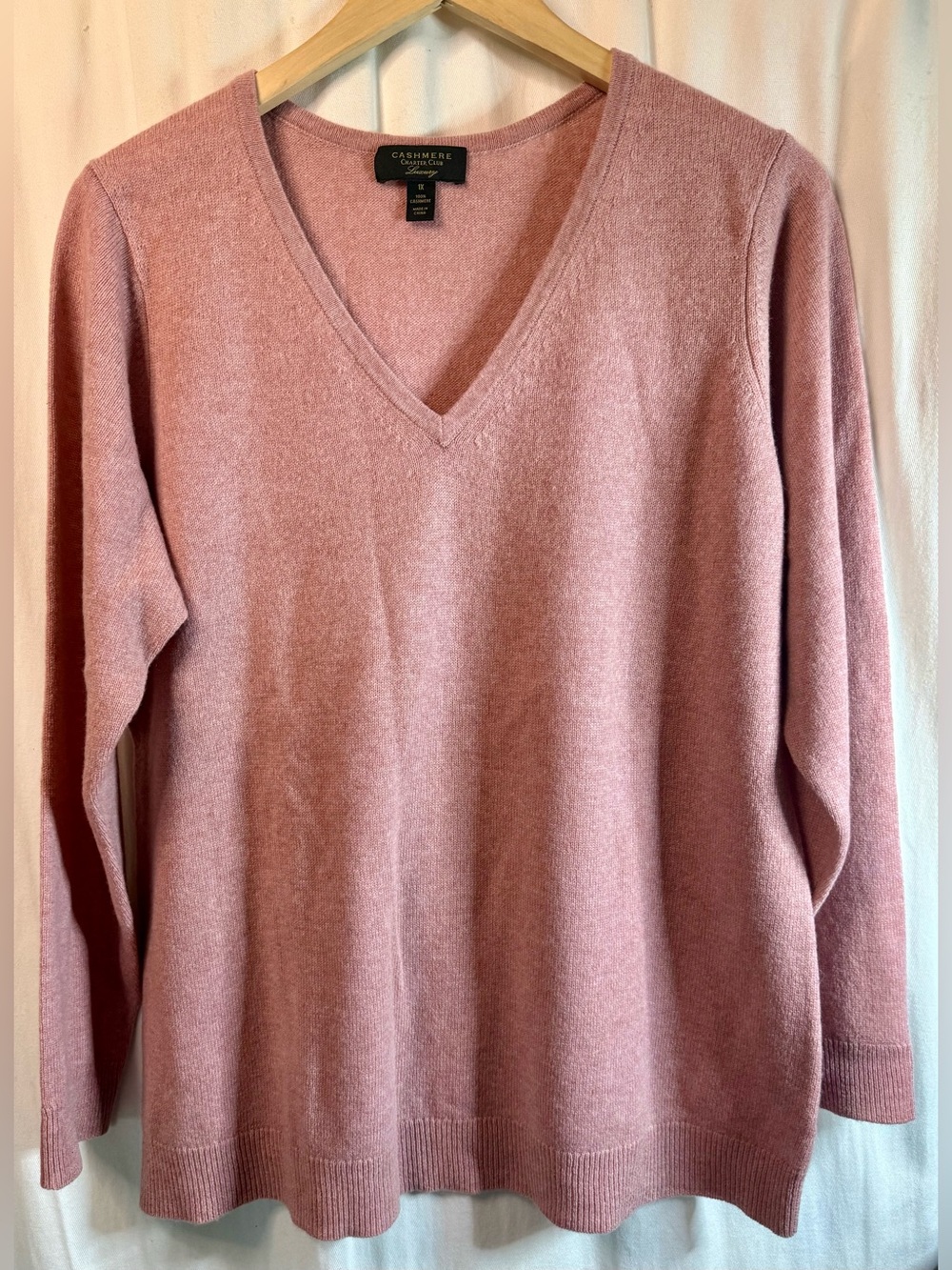 🌸Charter Club Luxury 100% Cashmere V-Neck Sweater – Heather Pink🌸